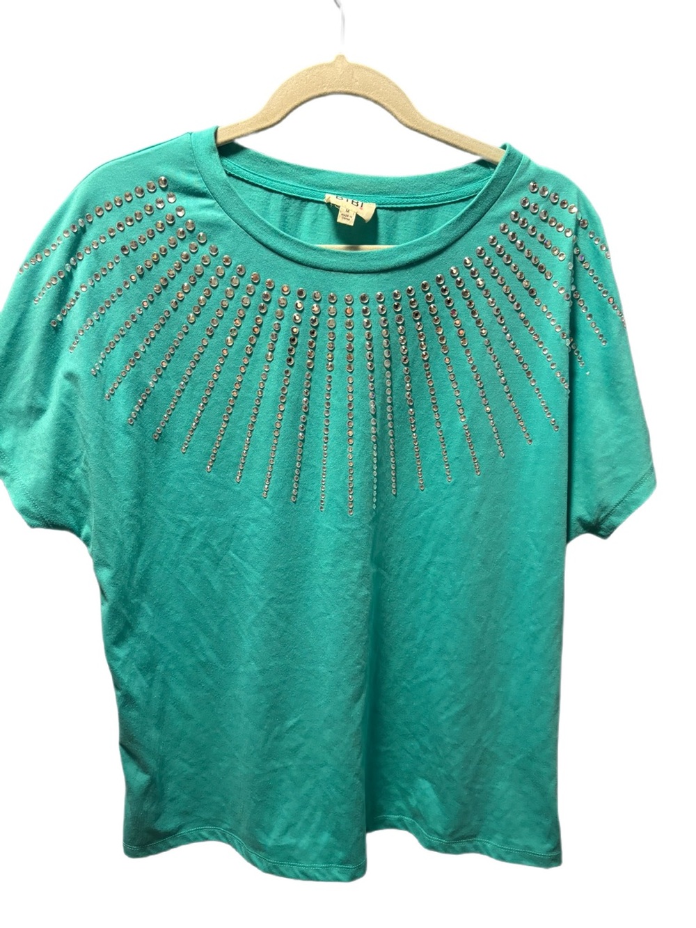 Bibi Stud-Embellished Teal Women’s Top